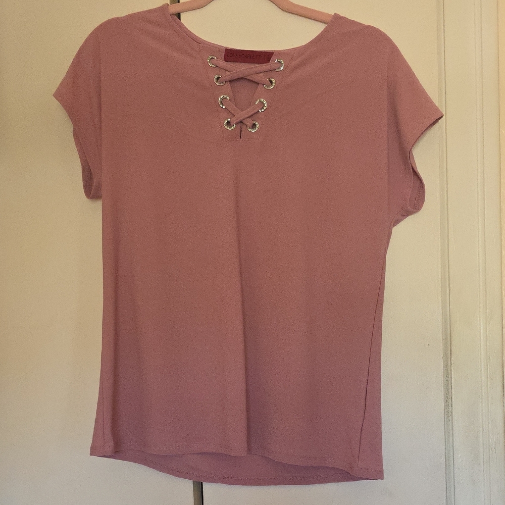 Pink Cap Sleeve Tie Front T-Shirt